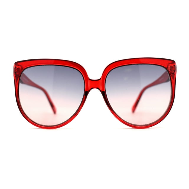 Lunettes de Soleil pour Femmes Surdimensionnées Style Nerd à Monture Ronde Haute avec Monture Corne Rouge Noir Rouge