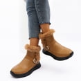 thumbnail image 2 of EKVAHL Women's Winter Snow Boots, Slip‑On Buckle Strap Ankle Booties, Non‑Slip Thick Sole Warm Boots for Cold Days Brown, 2 of 6