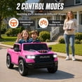 thumbnail image 3 of RAM 24V Kids Ride on Truck Cars, Ride on Toys with Remote Control, Electric Car for Kids 2 Seater, Powered Toddler Car with Bluetooth MP3 4 Wheels Suspension for Boys Girls, Pink, 3 of 8