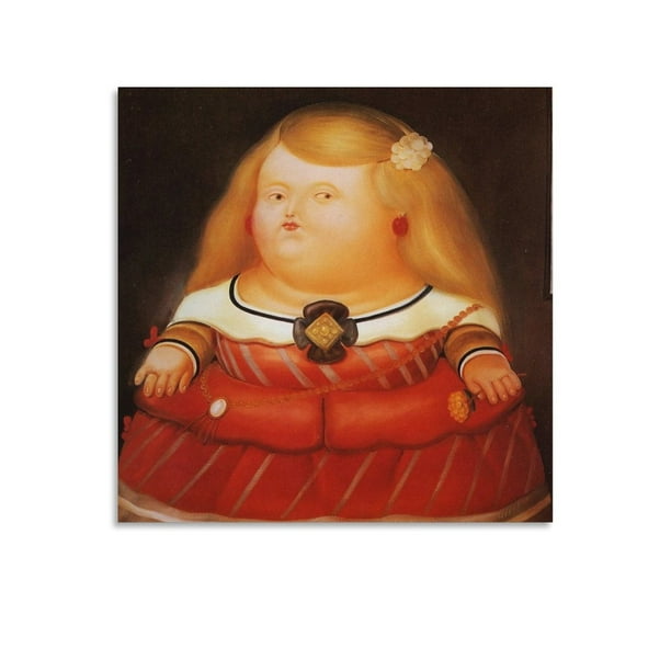 Fernando Botero Obra del artista Ilustración Chica Póster Artístico Lienzo Pintura Decoración Impresión de pared Foto Regalos Hogar Pósteres decorativos modernos 28x28 pulgadas (70x70 cm)