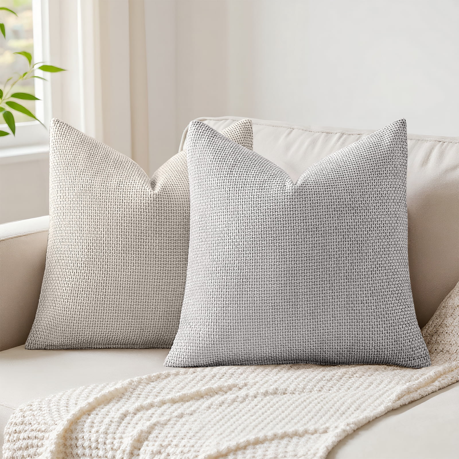 Sanmadrola Pillow Covers 18x18 Set of 4 Chenille Throw Pillow Cover with Elegant Design Soft and Luxurious Decorative Throw Pillows for Couch Bed and Home Decor