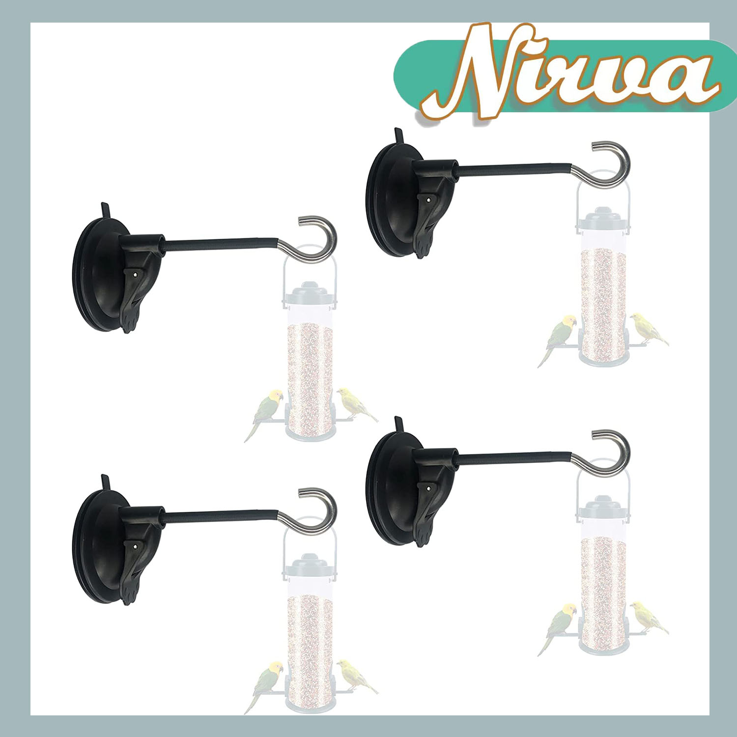 4 Pack Window Suction Cup Bird Feeder Hanger