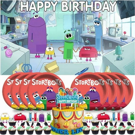 Ask The Storybots Party Supplies Birthday Decorations Plates Banner Kids Cake Toppers Set Decor
