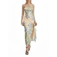 thumbnail image 1 of ZAXARRA Women Wrap Chest Bodycon Dress Floral Print Strapless Ruffles Slit Backless Cocktail Dress Summer Party Club Long Dress, 1 of 7