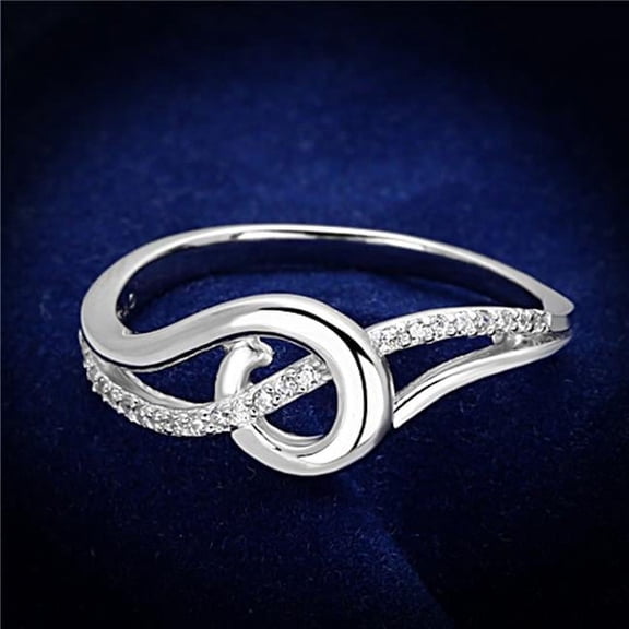 Alamode TS142-9 Women Rhodium 925 Sterling Silver Ring with AAA Grade CZ in Clear - Size 9