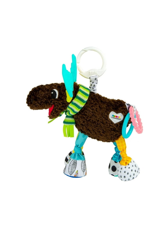 Lamaze Mortimer the Moose Clip On Car Seat and Stroller Toy - Soft Baby Hanging Toys - Baby Crinkle Toys with High Contrast Colors - Baby Travel Toys Ages 0 Months and Up