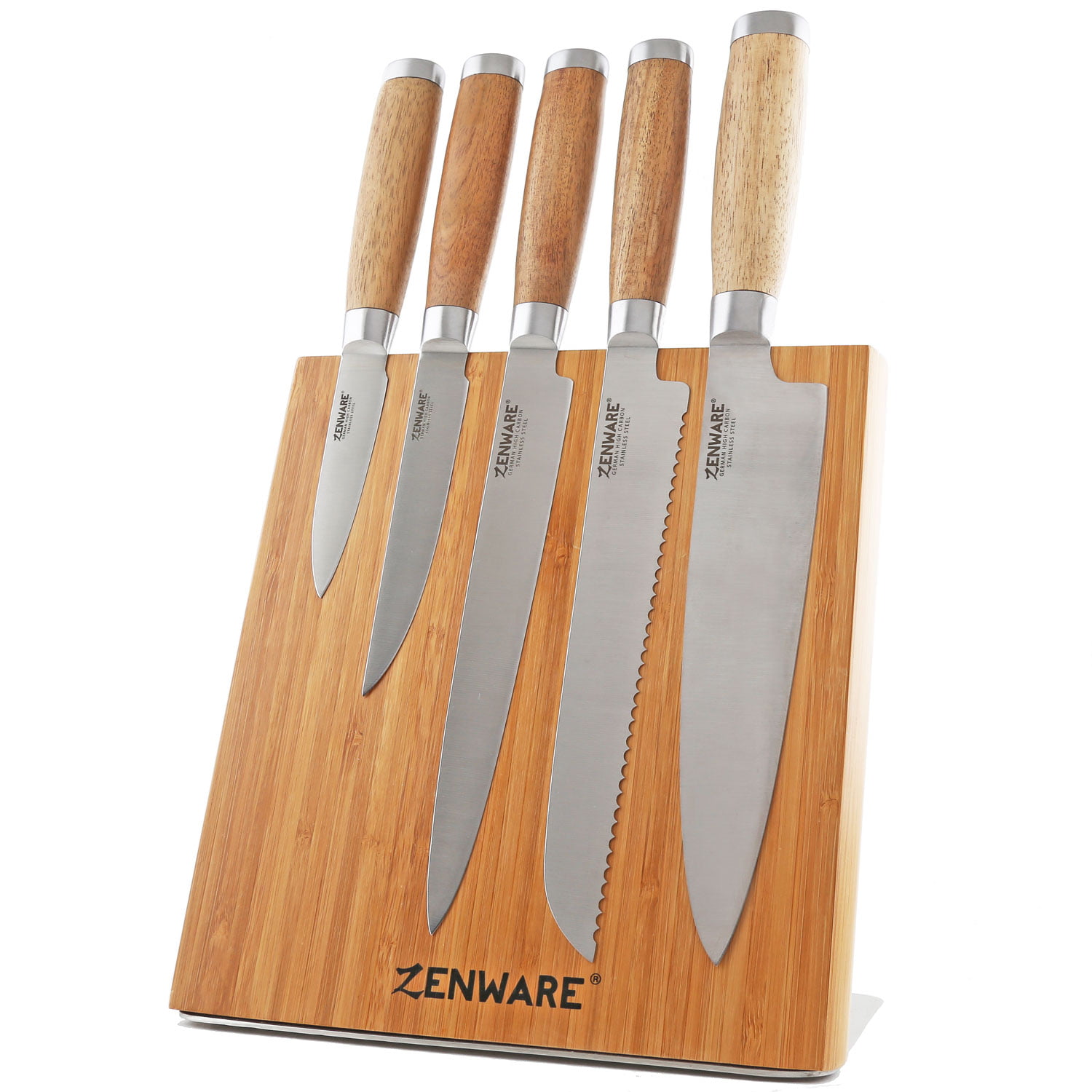 AOKEDA 16-Piece Kitchen Knife Set with Block, High Carbon German Steel,  with Sharpener and Kitchen Shears (Natural Wenge)