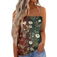 thumbnail image 1 of Cultivo sin espalda Tank Top Camiseta sin mangas Bandeau sin tirantes a juego de colores para mujer, camiseta sin mangas holgada para vacaciones de verano, blusa, camiseta sin mangas para (Green, XXL), 1 of 5