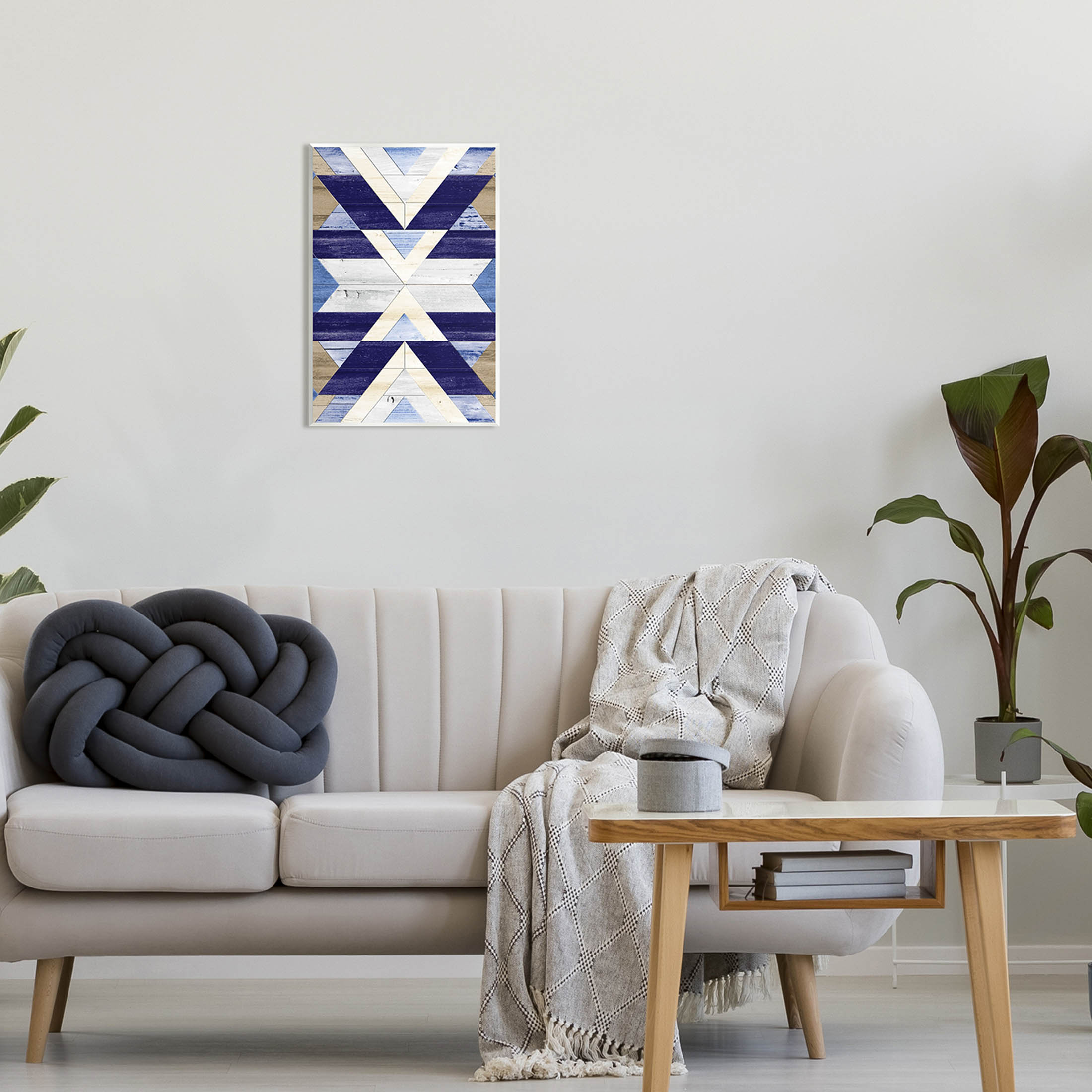 Blue Rustic Aztec Pattern Abstract Graphic Art Unframed Art Print Wall Art