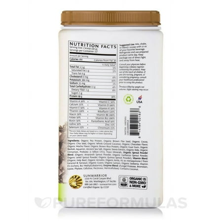 illumin8 Plant-Based Organic Meal, Mocha Flavor - 35.2 oz (2.2 lb / 1 kg) by Sun
