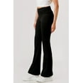 thumbnail image 4 of Soft Fleece Lined Fold Over Ruched Waist Flare Pants - Black, 4 of 9