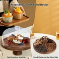 thumbnail image 3 of Cake Stand under $5! Yannianjz Cake Stand with Lid, Wooden Rotating Cake Stand with Dome Cover, Cake Plate Display Server Tray for Birthday Kitchen Party, 3 of 4