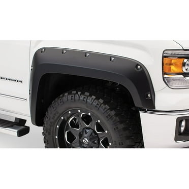 Bushwacker by RealTruck Pocket/Rivet Style Front Fender Flares | 2-Piece Set, Black, Smooth Finish | 40121-02 | Compatible with 2014-2015 GMC Sierra 1500