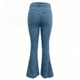 thumbnail image 4 of Yyeselk Women Flare Bell Jean Bottom Button Placket High Waist Jeans Vintage Stretch Wide Leg Bootcut Denim Trousers with Pockets Light Blue S, 4 of 8