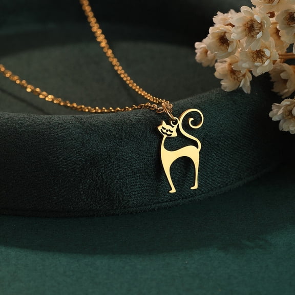 Cat Necklace Animal Pet Chain Gift For Woman Man Gold Color Pendant Stainless Steel Fashion Trend Jewelry