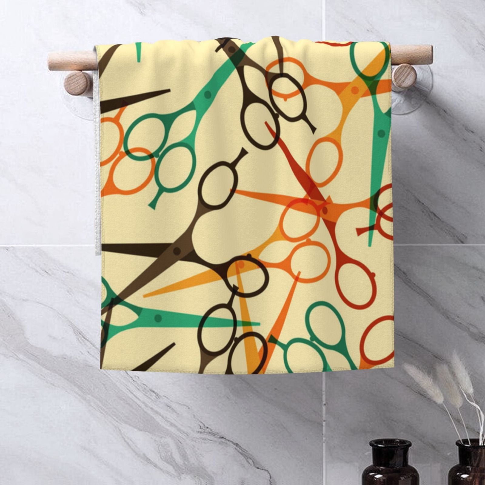 Hairdressing Tools Retro Scissors Salon 27.5" x 16" Ultra Soft Hand Towel, Face Wash Cloth for Bathroom, Gym, Travel, Pool