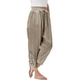 thumbnail image 7 of BKQCNKM Linen Pants Women, High Waisted Pants for Women, Drawstring Pants Women, Vacation Outfits for Women, Eyelet Pants for Women, Khaki M, 7 of 7