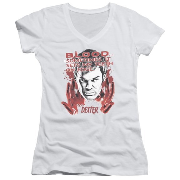 Dexter Blood Junior Women's V-Neck T-Shirt White