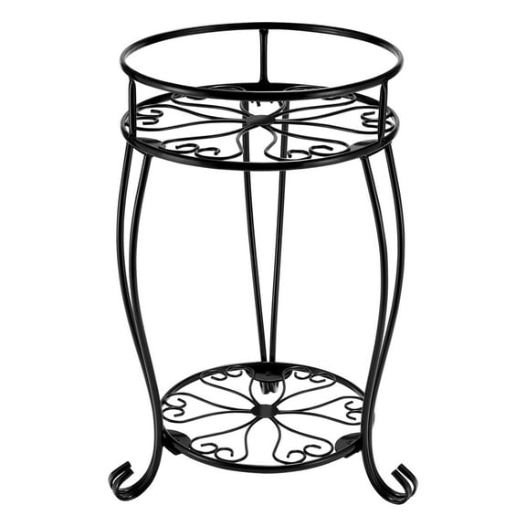 2 Tier Plant Stand,  Tall Metal Potted Holder Rack,Indoor Outdoor Multiple Flower Pot Shelf Rustproof Iron Garden Container for Garden Patio Living Room Corner Balcony, Black