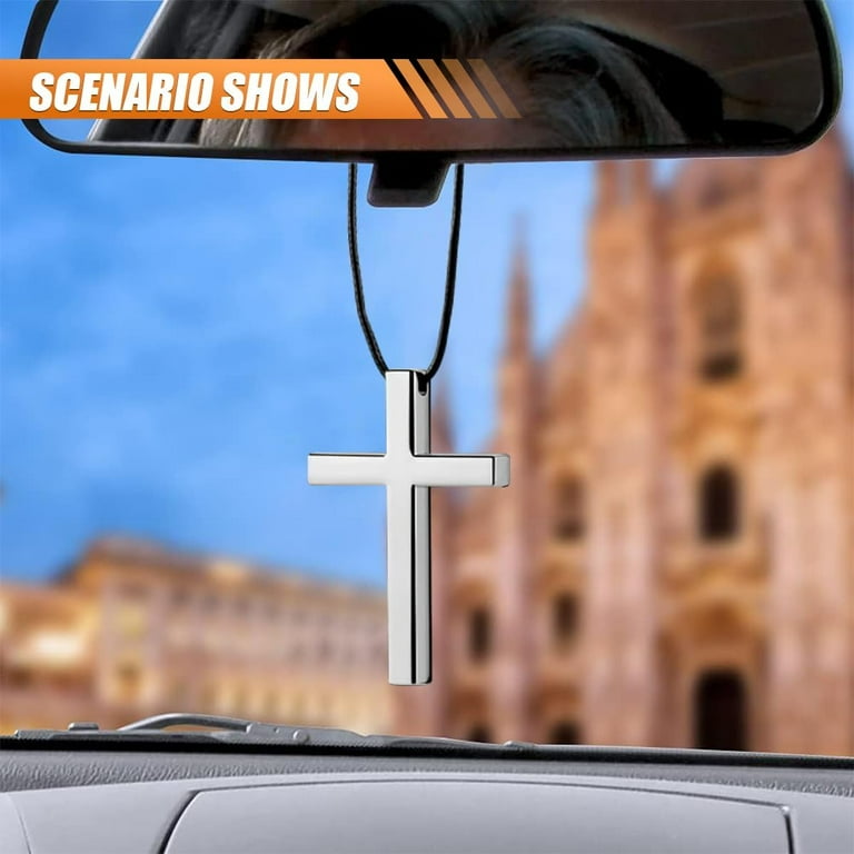 Rear view mirror hanging cross discount