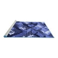 thumbnail image 2 of Ahgly Company Machine Washable Indoor Square Abstract Blue Modern Area Rugs, 3' Square, 2 of 4