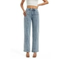 thumbnail image 4 of MIXUE Jeans For Women Solid Color High Waisted Cargo Stretch Wide Leg Denim Pants Trendy Trousers Sportswear,Blue,L, 4 of 8