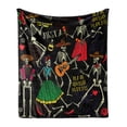 thumbnail image 1 of Skeleton Soft Flannel Fleece Throw Blanket, Dia de los Muertos Fiesta Themed Image with Sugar Skulls and Mexican Elements, Cozy Plush for Indoor and Outdoor Use, 70" x 90", Multicolor, by Ambesonne, 1 of 6