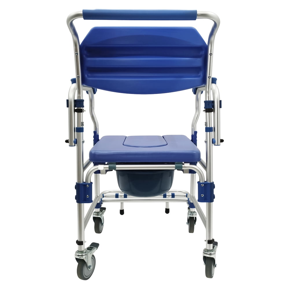 Techtongda Commode Wheelchair Toilet Shower Seat Bathroom Rolling Caster Bedside Chair Toilet Chair with Removable Armrests