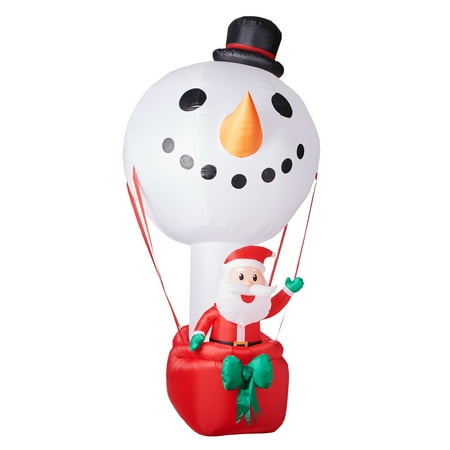 Hot Air Balloon Snowman with Santa Inflatable, 12'
