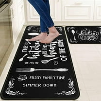 Black and White Kitchen Rugs Sets of 2 Non Slip Microfiber Mats for Floor Washable Farmhouse Area Rug Carpet Runner Hallway Laundry Room 17"x 47" 17"x 30"