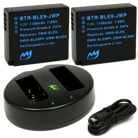 Replacement for Leica D-Lux (Type 109) Battery (2-Pack 1100mAh) and Dual Charger