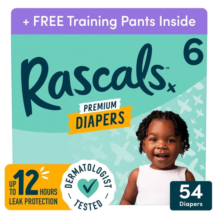 Rascal + Friends Premium Size 6 Diapers, 54 Count with 12 Hour