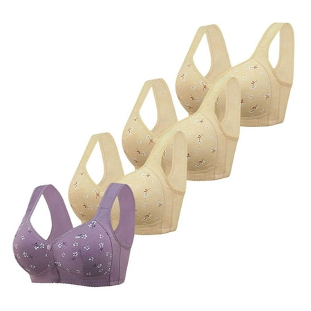 Clearance Under 5 UsYezik 4PC Women Bra Comfort No Underwire Bra Comfortable Soft Strap Bra Wireless No Underwire Bra Push up Comfort Everyday Bras Gifts for Women Under 10 Dollars