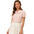 thumbnail image 1 of Blusa con cuello Peter Pan Allegra K Floral para Mujer Rosa claro M, 1 of 4