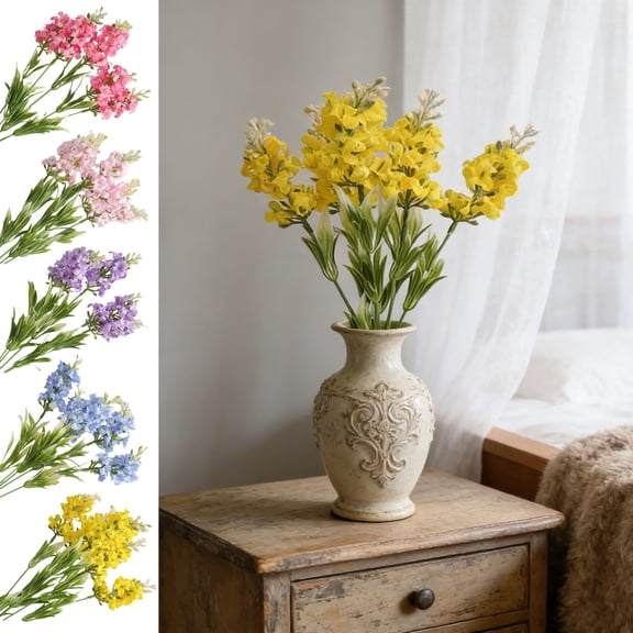 Fake Hyacinth Flowers Bouquet Set of 5, Silk Artificial Hyacinths with Flexible Stems for Home Decor, Dining Table Centerpieces, Bedroom, Wedding Arrangements