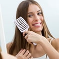 thumbnail image 2 of Curved Vented Boar Bristle Styling Hair Brush, Single White Brush Anti-static Detangler, Thick, Fine, or Curly Hair, Wet or Dry Use, Fast Blow Drying, Use on Long or Short Hair. Single White Brush, 2 of 8
