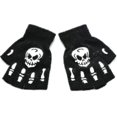 thumbnail image 4 of Guantes de medio dedo unisex con forma de calavera y esqueleto para Halloween para adultos, guantes luminosos de invierno, 4 of 5