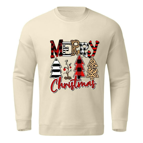 CAIXIA Christmas Sweater Men Big and Tall Cute Xmas Holiday Sweaters Round Neck Christmas Jumper Family Set,Khaki