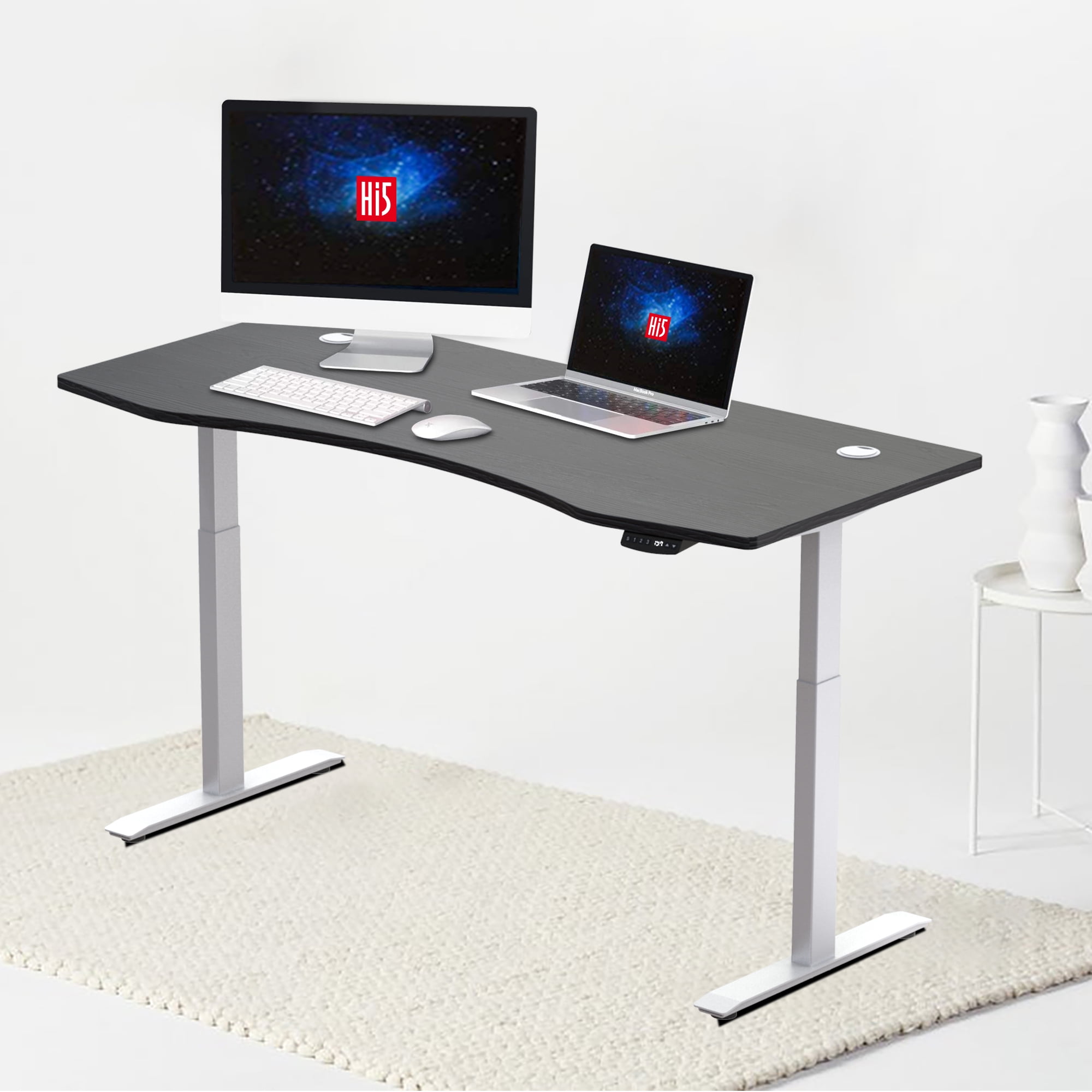 Hi5 Ez Electric Height Adjustable Standing Desk with ergonomic contoured  Tabletop (71