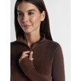 thumbnail image 4 of ClimateRight by Cuddl Duds Stretch Fleece Women's Long Sleeve Mock with Half Zip Base Layer Top, Sizes XS to 4X, 4 of 5