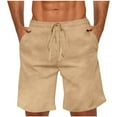 thumbnail image 2 of Mens Summer Shorts Linen Cotton Casual Shorts for Men Drawstring Elastic Waist Lightweight Beach Shorts, 2 of 8