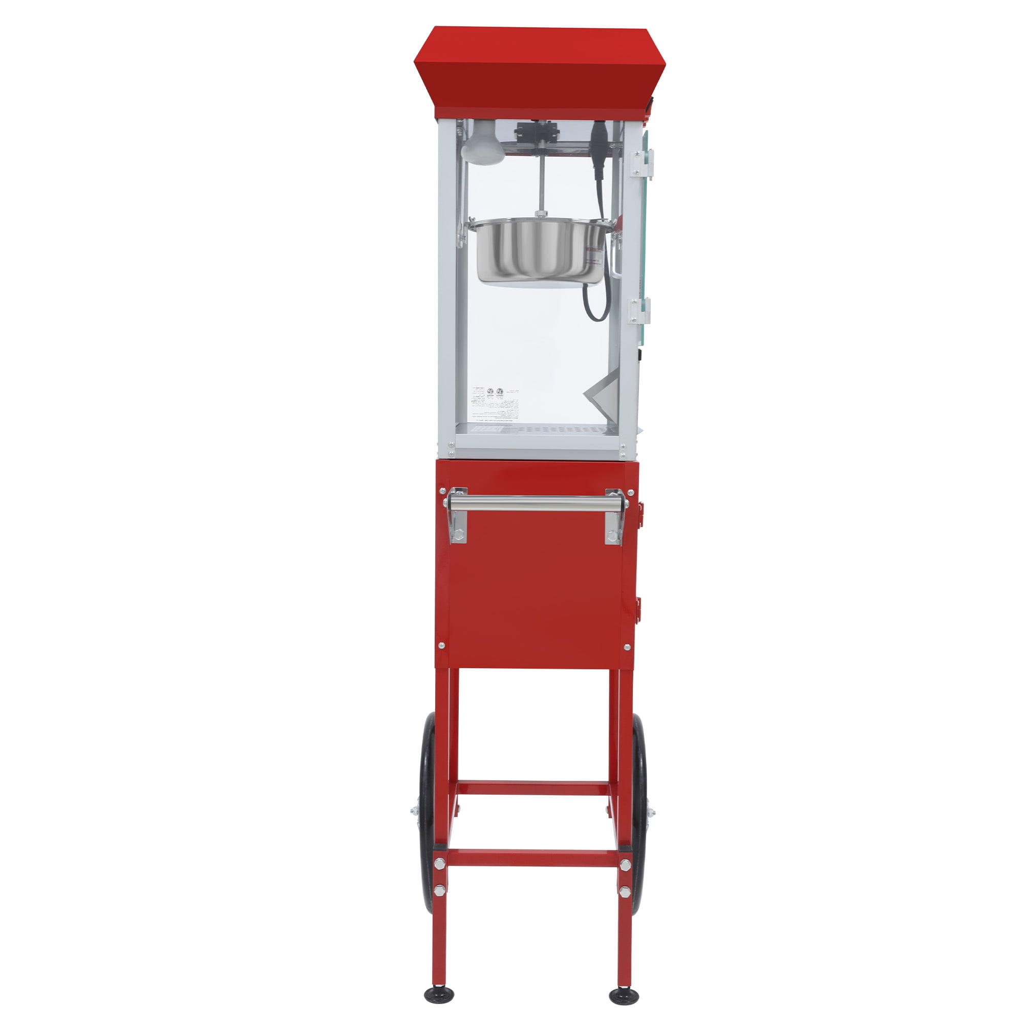 Leumius 12 Oz Popcorn Machine Cart, Popcorn Cart with Wheels, Vintage Popcorn Machine with Stainless Steel Kettle,for Parties, Events, Home Theater Red