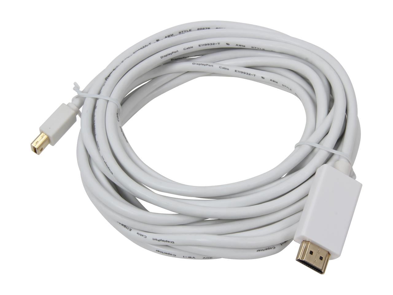 Nippon Labs MINIDP-HDMI-15 15 ft. Mini DP DisplayPort Male to HDMI Male Adapter Cable, White