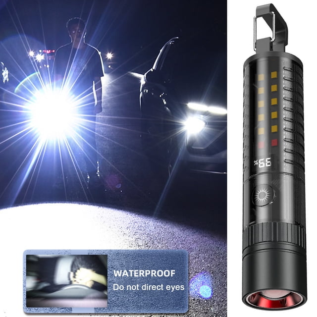 LJNYFDC Telescopic Flashlight LED Flashlight with LCD Digital Display High Brightness Super Bright Waterproof Zoomable Mini Torch Light