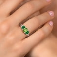 thumbnail image 4 of Gem Stone King 2.12 Cttw Green Peridot and Green Created Emerald Filigree Style 3 Stone Ring for Women | 925 Silver | Oval 8X6MM and 6X4MM | Wedding Engagement Anniversary Ring for Women | Size 8, 4 of 6