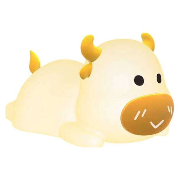 Yuarrent Bonita forma de vaca, luz de grifo, luces de noche de noche de silicona, lámpara Flexible con carga USB, regalos de luz nocturna para Iluminación y accesorios Amarillo