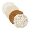 thumbnail image 2 of Round Woven Placemats Set of 4, Natural Cotton Rope Place Mats 7.1inches Boho Tablemats, Non-Slip Heat Resistant Hand Woven Chargers Plate for Dining Table, 2 of 7