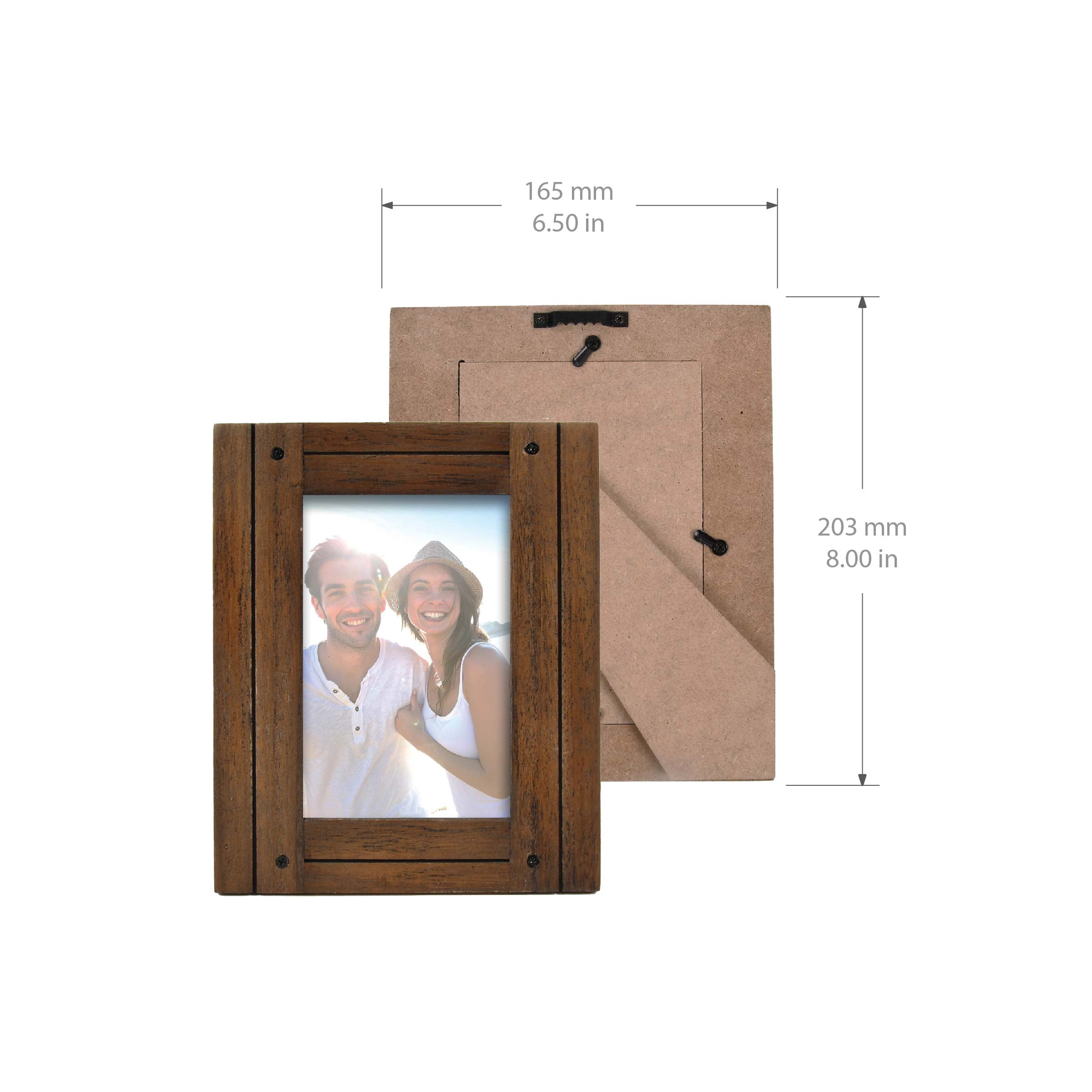 Prinz Homestead 4x6 Walnut Picture Frame, Set of 2 Coastal Decor Rustic Frames, Tabletop or Wall-Mount