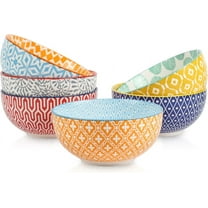 Ceramic Cereal Bowls Set of 6, 24 Oz Deep Soup Bowls for Kitchen, 5.9 Inch Dessert Bowls for Salad, Pasta, Oatmeal, Ramen, Microwave Dishwasher Safe, Set of 6, Assorted Colors