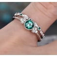 thumbnail image 5 of GKNET 2pcs/set Women's Wedding Set Rings Round Cut Emerald Ring Size&nbsp;6-10-10-Green, 5 of 7